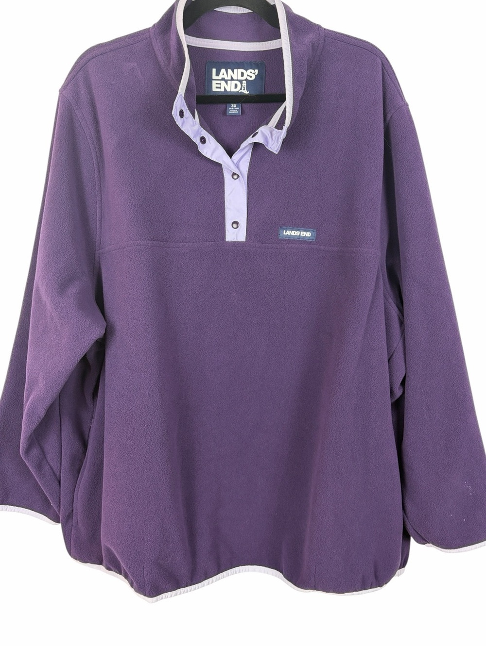 Lands’ End Purple Fleece Pullover Snap Neck Sweater Plus Size 3X 24W 26W